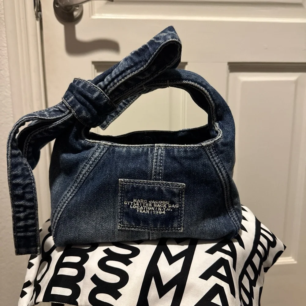 Marc Jacobs Denim Mini Sack Bag in Classic Blue - Picture 2 of 7